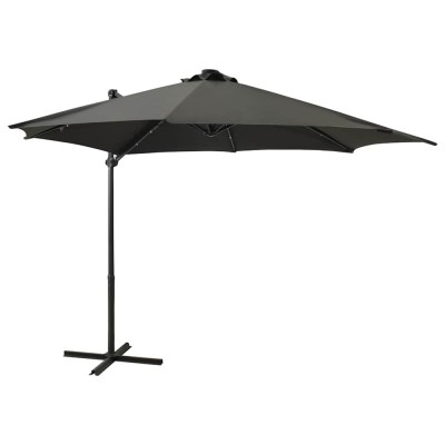 vidaXL Umbrelă &amp;icirc;n consolă cu st&amp;acirc;lp și LED-uri, antracit, 300 cm 312330 foto