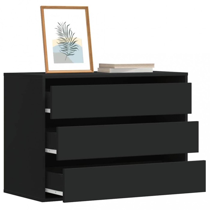 Gossi dulap colt cu sertare negru 80x41x58 cm lemn prelucrat
