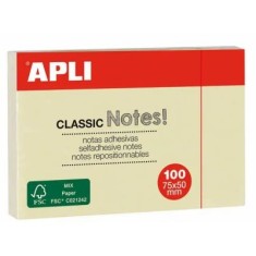Notite adezive Apli, 50*75mm, 100 file, galben