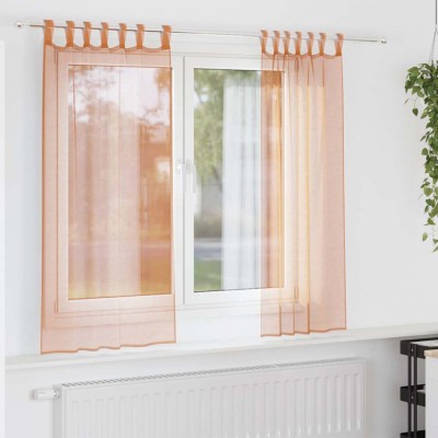 vidaXL Perdele Voile cu Bucle 2 buc Terracota 140x140 cm foto