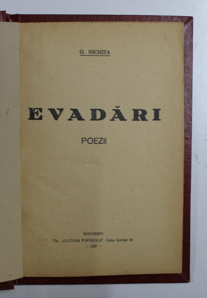 EVADARI - POEZII de G. NICHITA , 1927