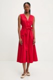 Answear Lab rochie culoarea rosu, midi, evazată