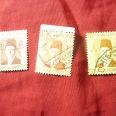 3 Timbre Egipt 1937 Rege Faruk, val. 1,2,5m stampilate