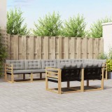 vidaXL Set de canapele de exterior cu pernă 8 pcs Alb și gri deschis 3388793