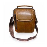 Cumpara ieftin Geanta de mana si umar, borseta din piele naturala Crossbody, 2 compartimente, buzunar telefon, 17 x 21 cm, Maro, magrot 26016