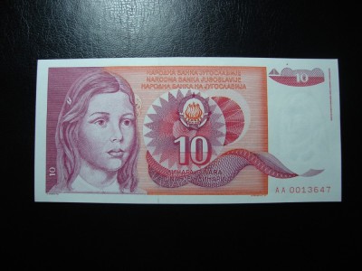 YUGOSLAVIA 10 DINARI 1990 UNC foto