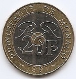 Monaco 20 de Franci 1997 - Rainier al III-lea, Bimetalic, 27 mm, KM-165 (2), Europa