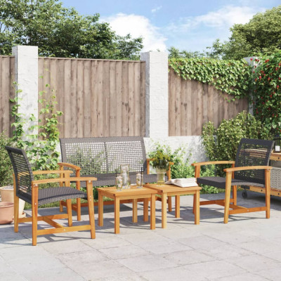 vidaXL Set mobilier de grădină, 5 piese, poliratan negru/lemn acacia foto
