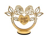 Trandafirii Iubirii - Decoratiune Lemn Personalizata, Cadou Ziua Indragostitilor, Mesaj Gravat, Simbolul Dragostei, 21x7.5x14.5cm