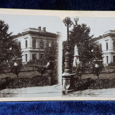 BUCURESTI , GRADINA AZILULUI ELENA DOAMNA , FOTOGRAFIE STEREOSCOPICA , MONOCROMA, PE SUPORT DE CARTON , CCA. 1900