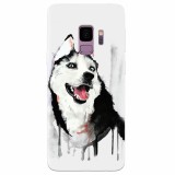 Husa silicon pentru Samsung S9, Husky Dog Watercolor Illustration