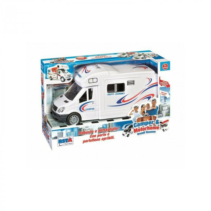 Rulota Camper RS Toys cu frictiune, lumini, sunete si deschiderea usilor, pentru copii