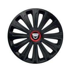 Set 4 capace roti Negre Cu Inel Rosu Trend R16 pentru gama auto Dacia