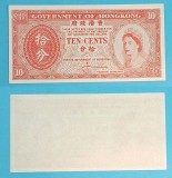 Hong Kong (pick 327) 10 Cents 1961 UNC Regina Elisabeta II
