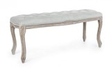 Cumpara ieftin Bancuta cu picioare lemn maro patinat si tapiterie catifea gri Mathilde 110 cm x 36 cm x 47 h
