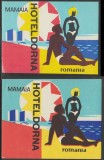 Romania anii 70 - Set 2 vignete de bagaje Hotel DORNA din Mamaia (varietati), ONT Carpati, etichete hoteliere, promovare turistica