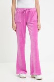 Juicy Couture pantaloni de trening din velur CAISA LOW RISE PANT culoarea roz, uni, JCSEBJ008G