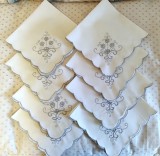 Set 8 Servete de masa Vintage din bumbac cu broderie manuala