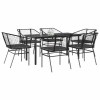 VidaXL Set de sufragerie de grădină 7 piese neagră sticlă polirattan 3334601