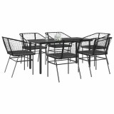 Set Gradina 7 Piese Gossi, Polirattan Negru, Sticla, Perne Incluse