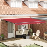 VidaXL Marchiză Manuală Retractabilă Roșie 450x350 cm, P&acirc;nză de &Icirc;nlocuire pentru Marchiză vidaXL pentru Cadru de 4.5x3.5 m Roșu