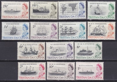 DB1 Tristan da Cunha 1965 Vapoare Corabii 14 v. lipsa 3 v. MH ( urme sarniera ) foto