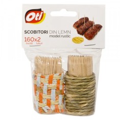 Set 2 tuburi Scobitori din lemn model rustic 65mm 2x160buc CNN19893 foto