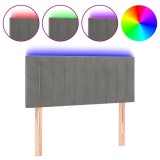 Cumpara ieftin Tablie de pat cu LED, gri deschis, 100x5x78/88 cm, catifea