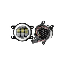 set 2 Proiectoare LED 30W, 6500 lm cu angel eyes lumina alb rece si galben