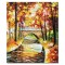 Tablou pictat manual, Peisaj din parc, pod peste parau, 60x50cm ulei pe panza, Superb