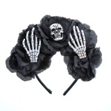 Bentita cu flori negre si schelete