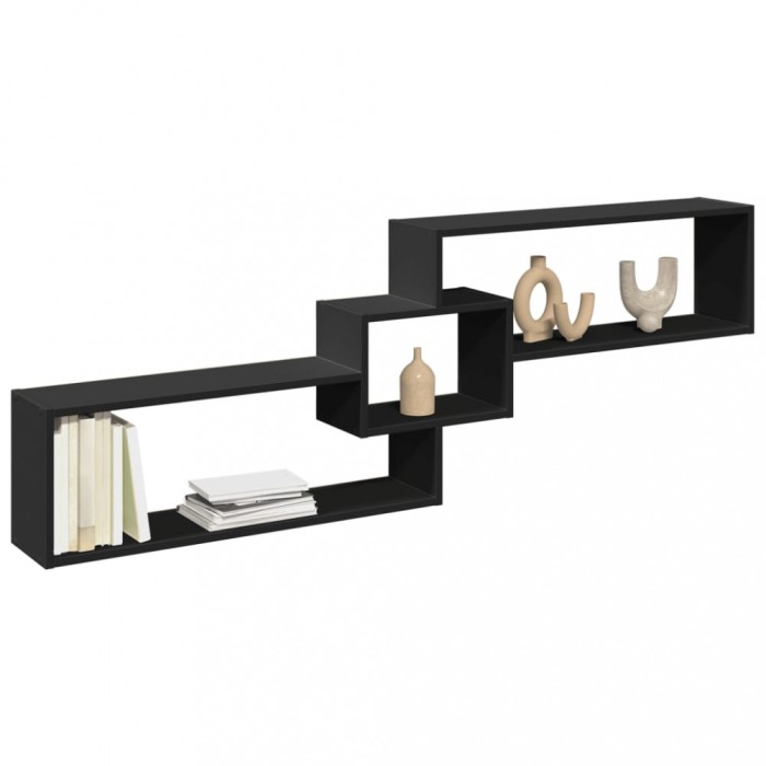 Gossi dulap de perete, negru, 158x18x53 cm, lemn prelucrat