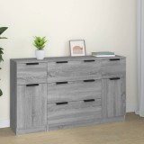 vidaXL Set servante, 3 piese, gri sonoma, lemn compozit