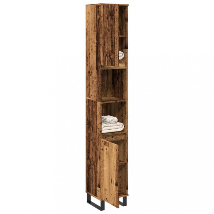 vidaXL Dulap de baie, lemn vechi, 30x30x190 cm, lemn prelucrat
