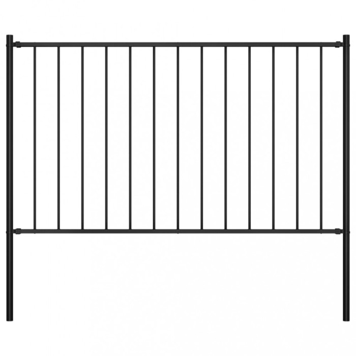 vidaXL Panou de gard cu st&acirc;lpi, negru, 1,7 x 1,25 m, oțel