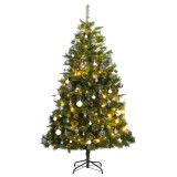 Brad Crăciun artificial articulat cu 300 LED-uri/globuri 210 cm