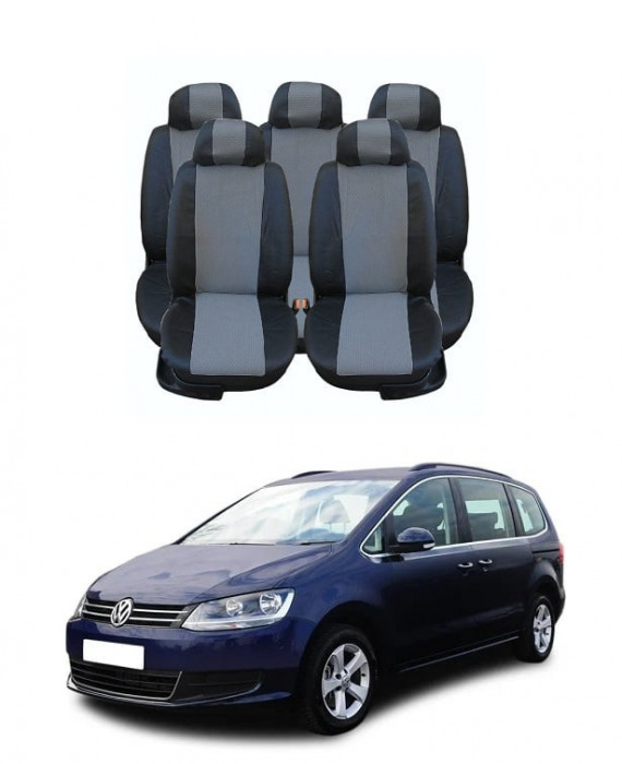 Set huse Scaune piele si textil Volkswagen Sharan 5 Locuri (2000 - 2010) scaune Individuale Spate