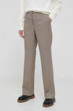 Dkny pantaloni femei, culoarea bej, drept, high waist