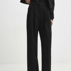 Answear Lab pantaloni femei, culoarea negru, drept, high waist