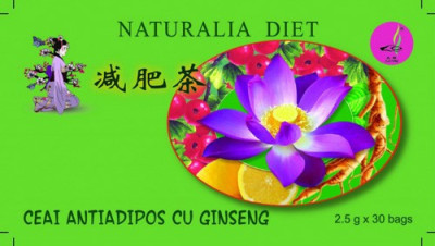Ceai antiadipos cu Ginseng, 30dz, 2.5g, Naturalia Diet foto