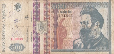 ROMANIA 500 lei 1992 VF!!! foto