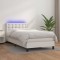 vidaXL Pat cu arcuri, saltea și LED, alb, 100x200 cm, piele ecologică 3134208