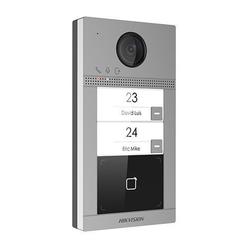 Panou exterior videointerfon TCP/IP pentru 2 familii, Wi-Fi 2.4GHz, control acces integrat - HIKVISION DS-KV8213-WME1