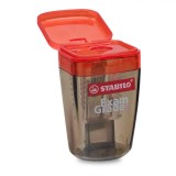 Ascuțitoare Plastic STABILO, Model Exam Grade, Culoare Roșu și Negru, Capac cu Capacitate de Colectare