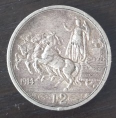 Moneda Italia - 2 Lire 1914 - Argint