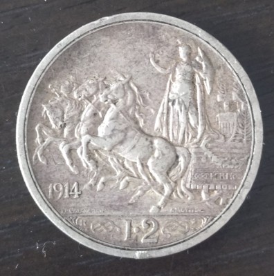 Moneda Italia - 2 Lire 1914 - Argint foto