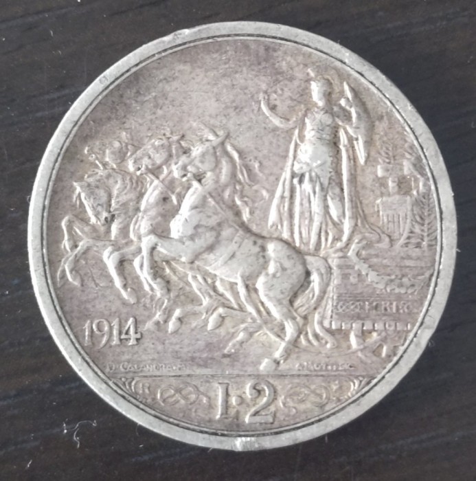 Moneda Italia - 2 Lire 1914 - Argint