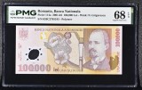 100000 lei 2002 PMG68 unc bancnota gradata