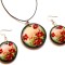 set bijuterii lemn cu maci 41644
