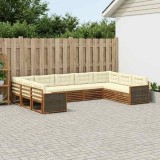 Cumpara ieftin Set de canapele de exterior 9 buc. 9-Locuri Natural si Crem
